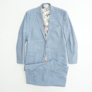 Lauren Ralph Lauren Men Light Blue Wool Blend 2 Piece Suit 48L 38x30 Black Label